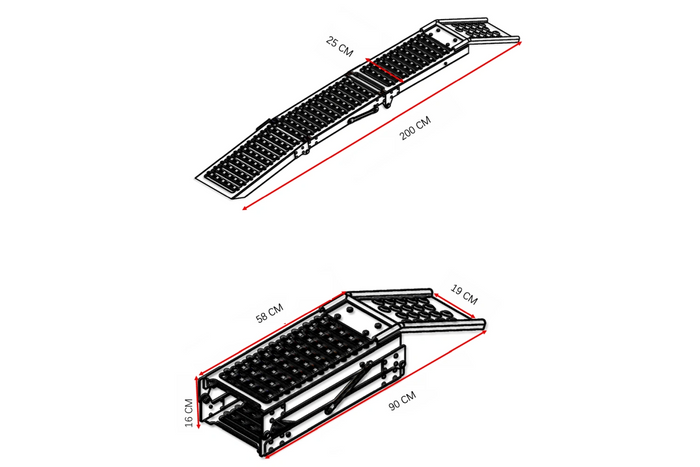 UNITRAILER ALR005 foldable ramps steel drive-on ramps for trailers 200cm 500kg set of 2