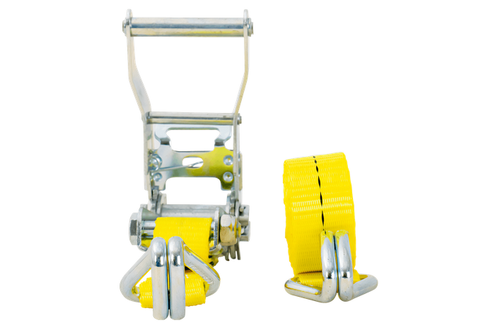Set of four UNITRAILER transport belts with tensioner 4m/25mm/1t yellow