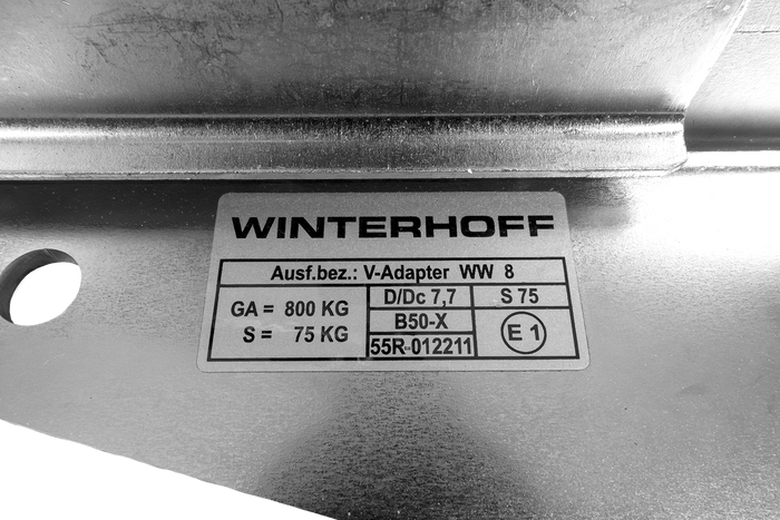 WINTERHOFF WW 8-G+V ball hitch adapter for 800kg trailer with V-type drawbar