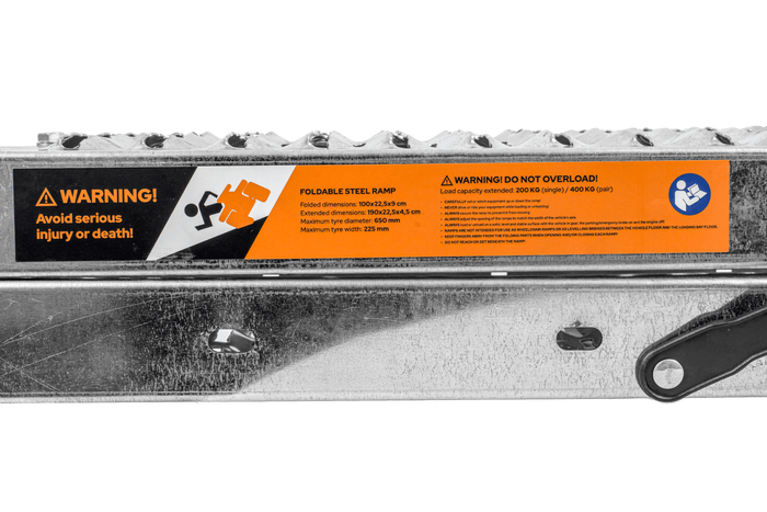 UNITRAILER ALR004B foldable ramps steel drive-on ramps for trailers 190cm 400kg set of 2
