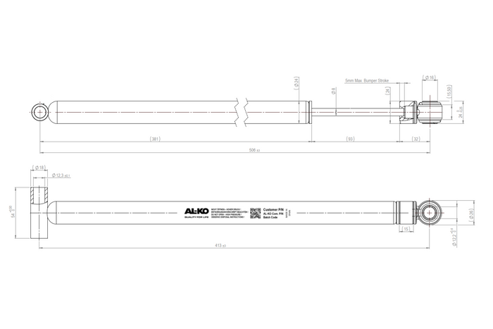 Shock absorber for the AL-KO 161S overrun device/brake for a 1600kg trailer