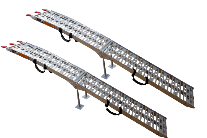 UNITRAILER ALR003 foldable ramps aluminum ramps for trailers 221cm 680kg with belt and support, set of 2