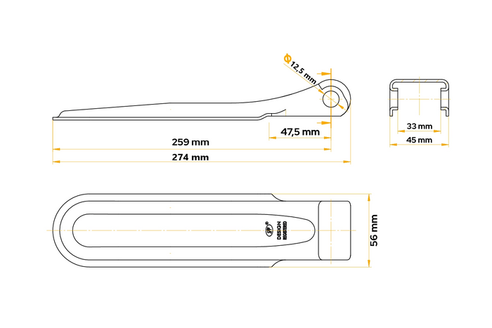 Side hinge with handle STEELPRESS ZW-01.270A+UZ-01B complete trailer side mounting