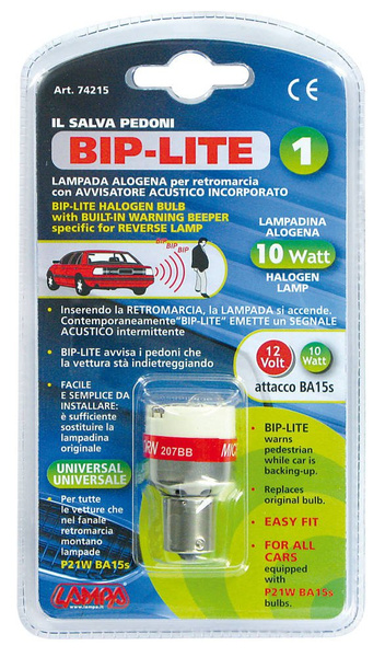 12V 10W reverse light bulb with warning signal BIP-LITE P21W BA15
