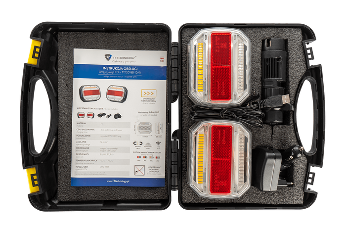 TT TECHNOLOGY TT.12018B-CAN LED rear lights 4 functions left+right, wireless, magnetic