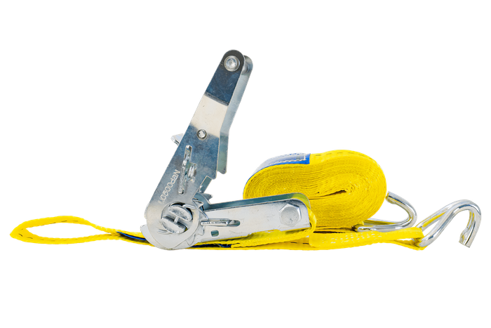 Set of four UNITRAILER transport belts with tensioner 4m/25mm/1t yellow