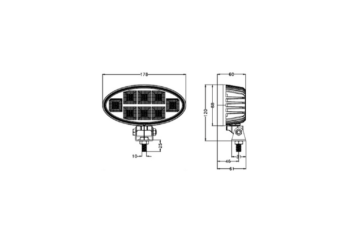 LED work lamp reflector TT TECHNOLOGY BLACK TT.13417 160xLED 8900lm oval